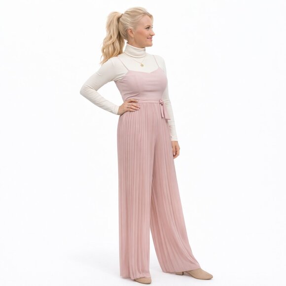 Strappy Maxi Pleated Jumpsuit | Blush Pink - Picture 3 of 7